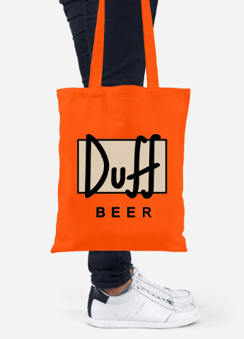 Эко сумка шопер Симпсоны Дафф (The Simpsons Duff Beer) (92102-1995-OG) оранжевая MobiPrint lite (256920935)