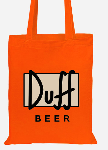 Эко сумка шопер Симпсоны Дафф (The Simpsons Duff Beer) (92102-1995-OG) оранжевая MobiPrint lite (256920935)