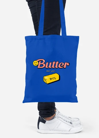 Еко-сумка шоппер Butter БТС (BTS) (92102-3257-SK) голуба MobiPrint Lite (256923658)