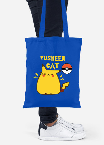 Еко-сумка шоппер Кіт Пушин (Pusheen Cat) (92102-3348-SK) голуба MobiPrint Lite (256921483)