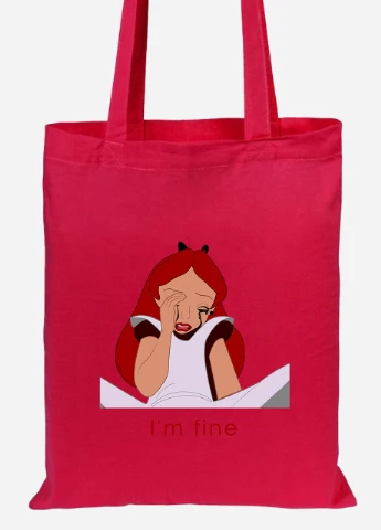 Эко сумка шопер Алиса все впорядке (92102-1440-RD) красная MobiPrint Lite (256923504)