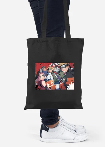 Еко-сумка шоппер Наруто (Naruto) (92102-3102-BK) чорна MobiPrint Lite (256923907)