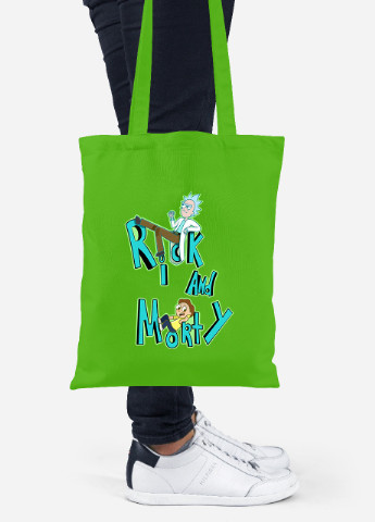 Еко-сумка шоппер Рік Санчез та Морті Сміт Рік та Морті (Rick and Morty) (92102-2939-LM) салатова MobiPrint Lite (256924011)