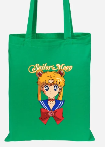 Эко сумка шопер Сейлор Мун (Sailor Moon) (92102-2915-KG) зеленая MobiPrint Lite (256923605)