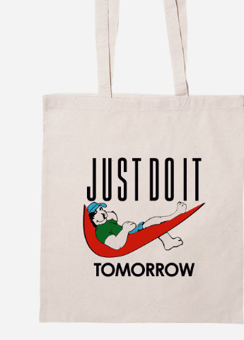 Эко сумка шопер JUSTDOIT tomorrow (Просто сделай это завтра) (92102-2007-BG) бежевая MobiPrint lite (256920169)