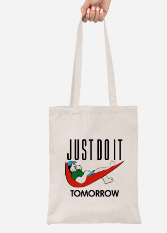 Еко-сумка шоппер JUSTDOIT tomorrow (Просто зроби це завтра) (92102-2007-BG) бежева MobiPrint lite (256920169)