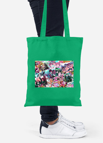 Еко-сумка шоппер Аніме (Anime) (92102-3098-KG) зелена MobiPrint lite (256922410)