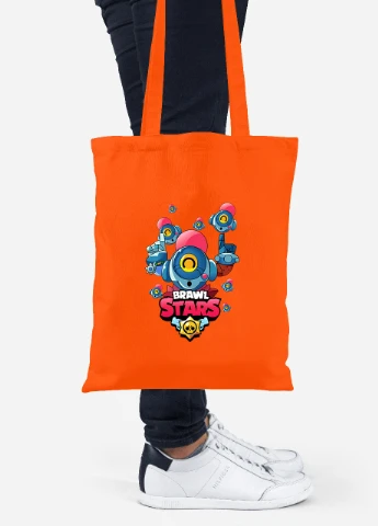 Еко-сумка шоппер (Brawl Stars) Бравл старс (92102-1704-OG) помаранчева MobiPrint Lite (256923025)