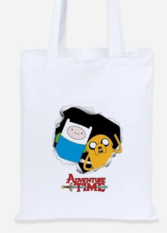 Эко сумка шопер Финн и Джейк пес (Finn & Jake the dog) (92102-1581) белая MobiPrint Lite (256924299)