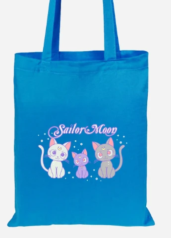 Эко сумка шопер Луна Кошки Сейлор Мун (anime Sailor Moon Cats) (92102-2920-BL) синяя MobiPrint Lite (256923010)