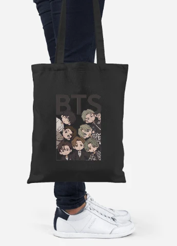 Эко сумка шопер БТС (BTS) (92102-3275-BK) черная MobiPrint Lite (256920302)
