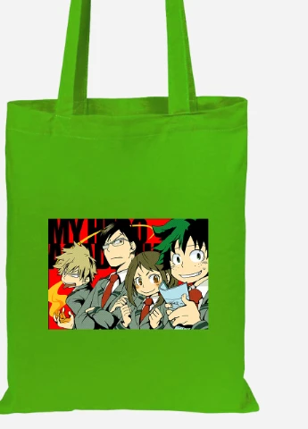 Эко сумка шопер Моя геройская академия (My Hero Academia) (92102-3067-LM) салатовая MobiPrint Lite (256922391)