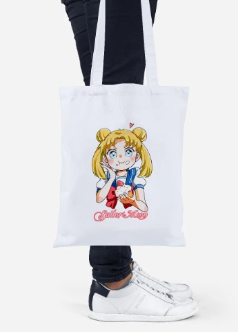 Еко-сумка шоппер Сейлор Мун (Sailor Moon) (92102-2917) біла MobiPrint Lite (256923968)