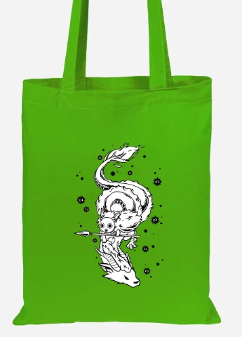 Эко сумка шопер Хаку Унесённые призраками (Spirited Away) (92102-2833-LM) салатовая MobiPrint Lite (256922134)