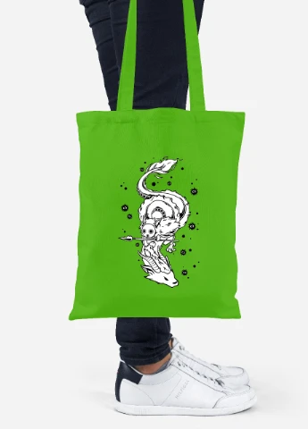 Эко сумка шопер Хаку Унесённые призраками (Spirited Away) (92102-2833-LM) салатовая MobiPrint Lite (256922134)