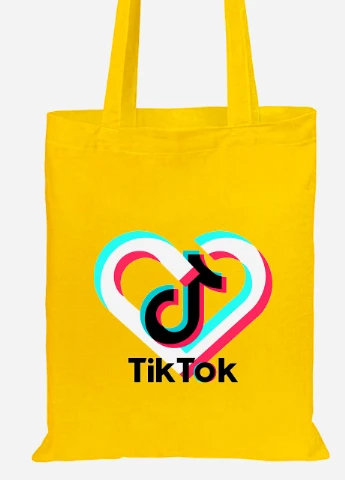 Еко-сумка шоппер Tik Tok (92102-1942-SY) жовта MobiPrint Lite (256922129)