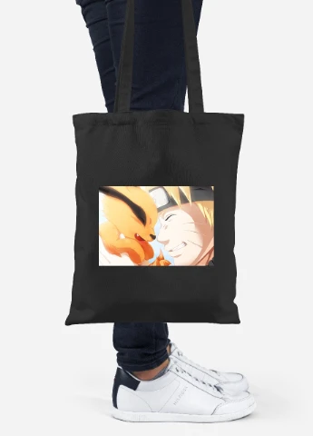 Еко-сумка шоппер Наруто (Naruto) (92102-3087-BK) чорна MobiPrint Lite (256922566)