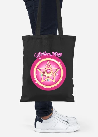 Эко сумка шопер Сейлор Мун (Sailor Moon) (92102-2918-BK) черная MobiPrint Lite (256923356)