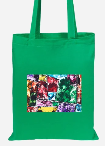 Еко-сумка шоппер Моя геройська академія (My Hero Academia) (92102-3109-KG) зелена MobiPrint Lite (256923091)