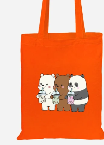 Эко сумка шопер Вся правда о медведях (We Bare Bears) (92102-2896-OG) оранжевая MobiPrint Lite (256920382)