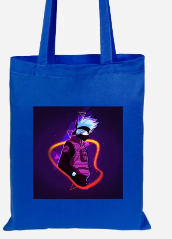 Эко сумка шопер Какаши Хатаке Наруто (Hatake Kakashi Naruto) (92102-3081-SK) голубая MobiPrint Lite (256922555)