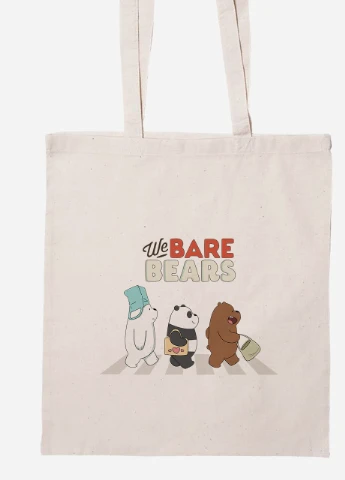 Эко сумка шопер Вся правда о медведях (We Bare Bears) (92102-2666-BG) бежевая MobiPrint Lite (256922361)