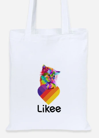 Эко сумка шопер Лайки (Likee) (92102-1470) белая MobiPrint Lite (256921851)