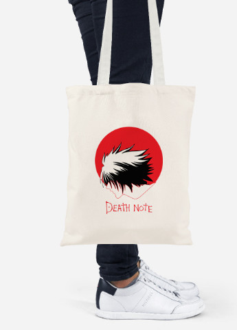 Еко-сумка шоппер Ел Лоулайт Зошит смерті (Death Note) (92102-2653-BG) бежева MobiPrint Lite (256922988)