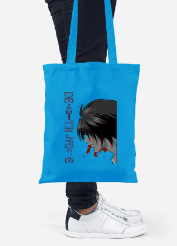 Еко-сумка шоппер Ел Лоулайт Зошит смерті (L Death Note) (92102-2824-BL) синя MobiPrint Lite (256922833)