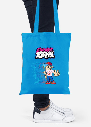 Еко-сумка шоппер Фрайдей Найт Фанкін (Friday Night Funkin) (92102-3332-BL) синя MobiPrint Lite (256922603)
