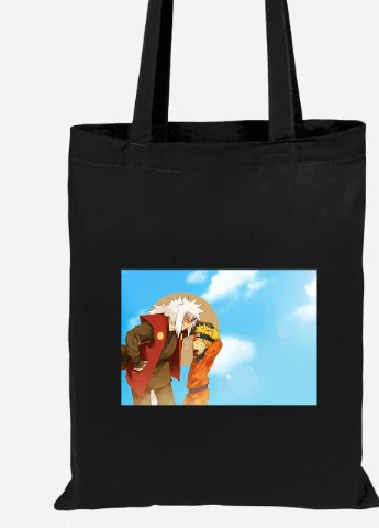 Еко-сумка шоппер Наруто (Naruto) (92102-3093-BK) чорна MobiPrint Lite (256922706)