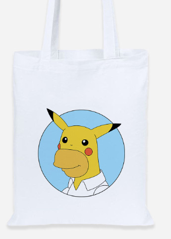 Еко-сумка шоппер Гомер-чу (Сімпсони та Пікачу) (92102-2001) біла MobiPrint Lite (256921123)