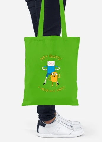 Еко-сумка шоппер Фін і Джейк пес (Finn & Jake the dog) (92102-1579-LM) салатова MobiPrint Lite (256921746)