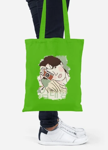 Еко-сумка шоппер Кім Тхехен БТС (Kim Tae-hyung BTS) (92102-3262-LM) салатова MobiPrint Lite (256921821)