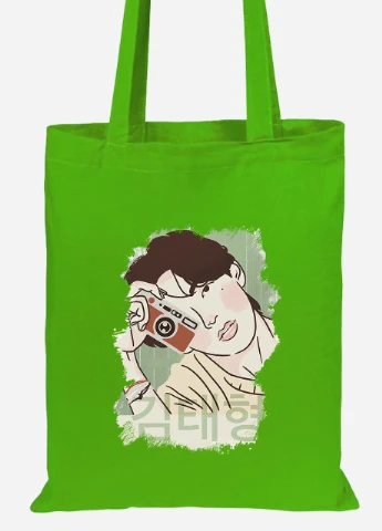 Еко-сумка шоппер Кім Тхехен БТС (Kim Tae-hyung BTS) (92102-3262-LM) салатова MobiPrint Lite (256921821)