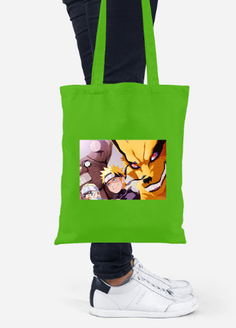 Еко-сумка шоппер Наруто (Naruto) (92102-3095-LM) салатова MobiPrint Lite (256924879)