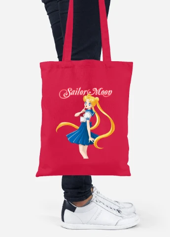 Эко сумка шопер Сейлор Мун (Sailor Moon) (92102-2928-RD) красная MobiPrint Lite (256922828)