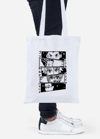 Эко сумка шопер Охотник на Охотник (Hunter X Hunter) (92102-3340) белая MobiPrint Lite (256923247)