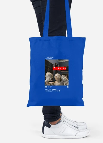 Эко сумка шопер Скульптуры в Instagram (92102-1589-SK) голубая MobiPrint Lite (256923289)