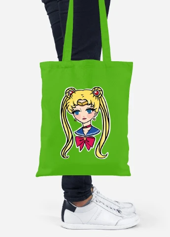 Эко сумка шопер Сейлор Мун (Sailor Moon) (92102-2926-LM) салатовая MobiPrint Lite (256921116)
