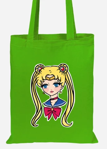 Эко сумка шопер Сейлор Мун (Sailor Moon) (92102-2926-LM) салатовая MobiPrint Lite (256921116)
