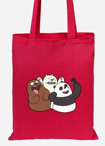 Еко-сумка шоппер Вся правда про ведмедів (We Bare Bears) (92102-2665-RD) червона MobiPrint Lite (256923080)