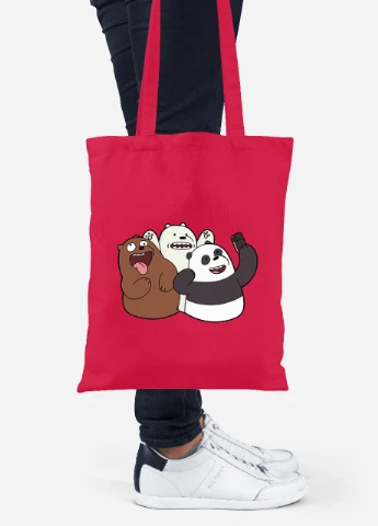 Еко-сумка шоппер Вся правда про ведмедів (We Bare Bears) (92102-2665-RD) червона MobiPrint Lite (256923080)