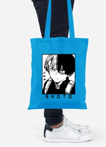 Эко сумка шопер Шото Моя геройская академия ( Shoto My Hero Academia) (92102-3051-BL) синяя MobiPrint Lite (256922033)