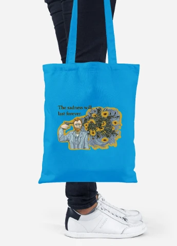 Эко сумка шопер Винсент Ван Гог (Vincent van Gogh) (92102-2955-BL) синяя MobiPrint Lite (256924032)