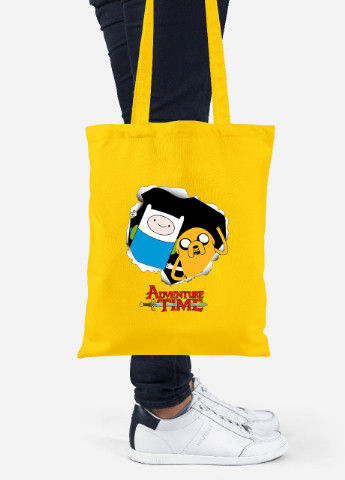 Эко сумка шопер Финн и Джейк пес (Finn & Jake the dog) (92102-1581-SY) желтая MobiPrint Lite (256923661)