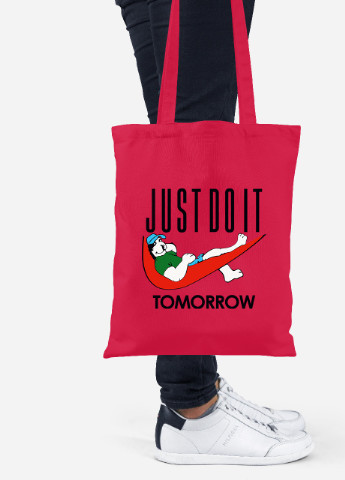 Эко сумка шопер JUSTDOIT tomorrow (Просто сделай это завтра) (92102-2007-RD) красная MobiPrint lite (256921189)