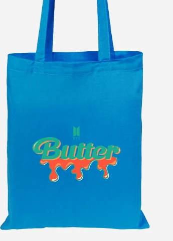 Еко-сумка шоппер Butter БТС (BTS) (92102-3267-BL) синя MobiPrint Lite (256920983)