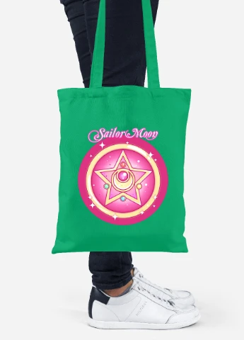 Еко-сумка шоппер Сейлор Мун (Sailor Moon) (92102-2918-KG) зелена MobiPrint Lite (256922228)