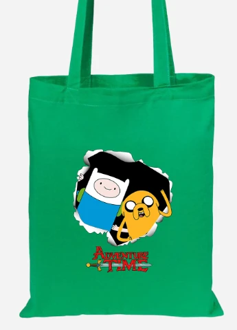 Еко-сумка шоппер Фін і Джейк пес (Finn & Jake the dog) (92102-1581-KG) зелена MobiPrint Lite (256923279)